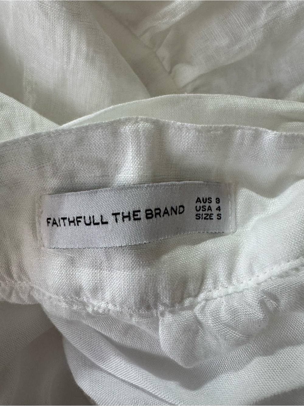 Faithfull the Brand White Linen Puff-SleeveTop Maxi Skirt/Set Size 4 - Picture 4 of 5